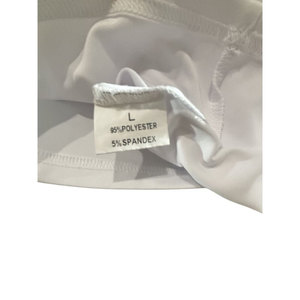 White Long-Sleeve Peplum Midi Dress With Black Trim & Keyhole Neckline - Picture 4 of 9